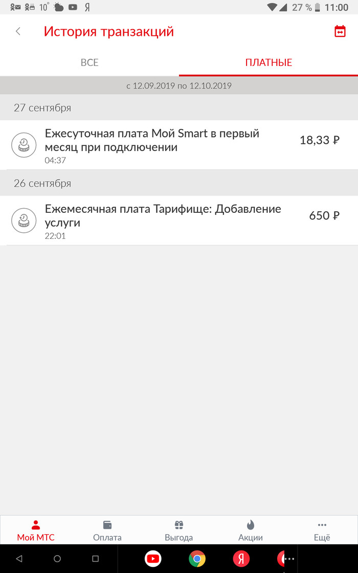 Почему мтс не списывает деньги за тариф