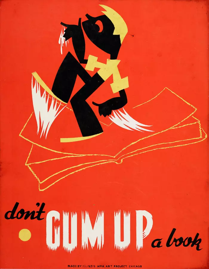 Don't stick gum on a book, USA, 1936 - Retro, Books, Gum, USA, 30th, Poster, Art