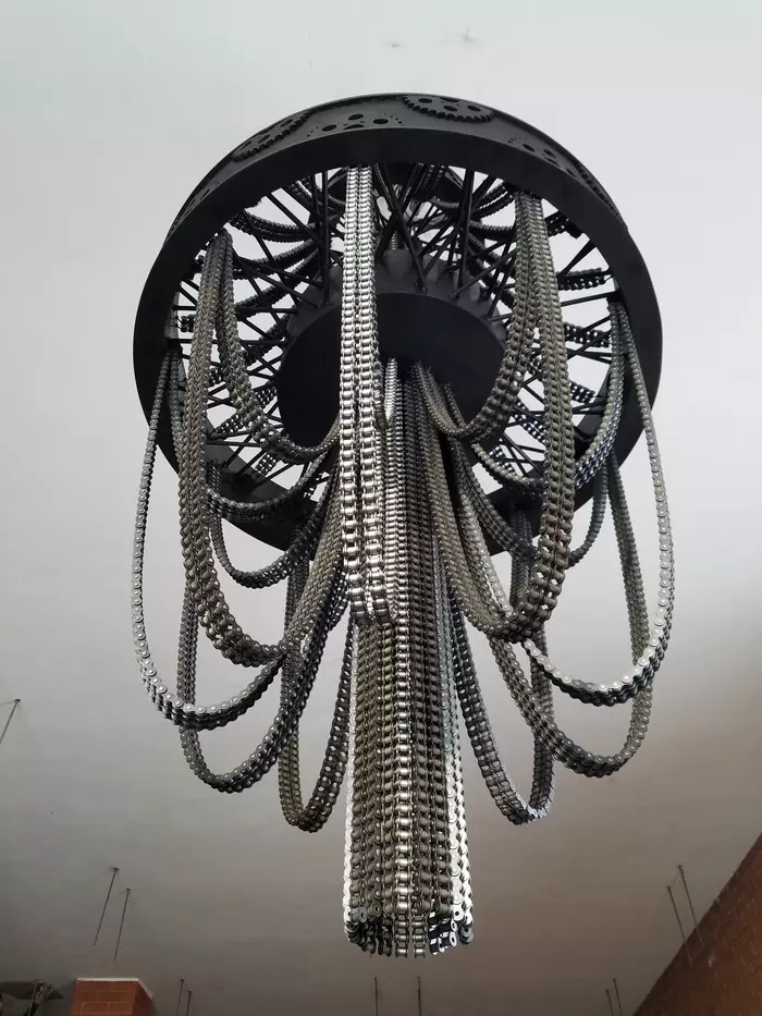 Mega Moto Chandelier - My, Needlework with process, Moto, Welding, Garage, With your own hands, Crafts, Longpost