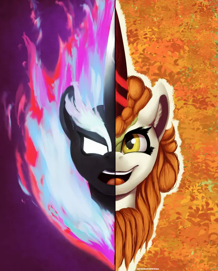 Two sides of one kirinshi - My little pony, MLP Kirin, Autumn blaze, Nirik