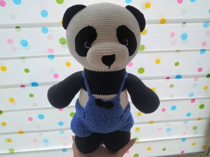 Panda - My, Panda, Soft toy, Toys, Longpost, Knitting