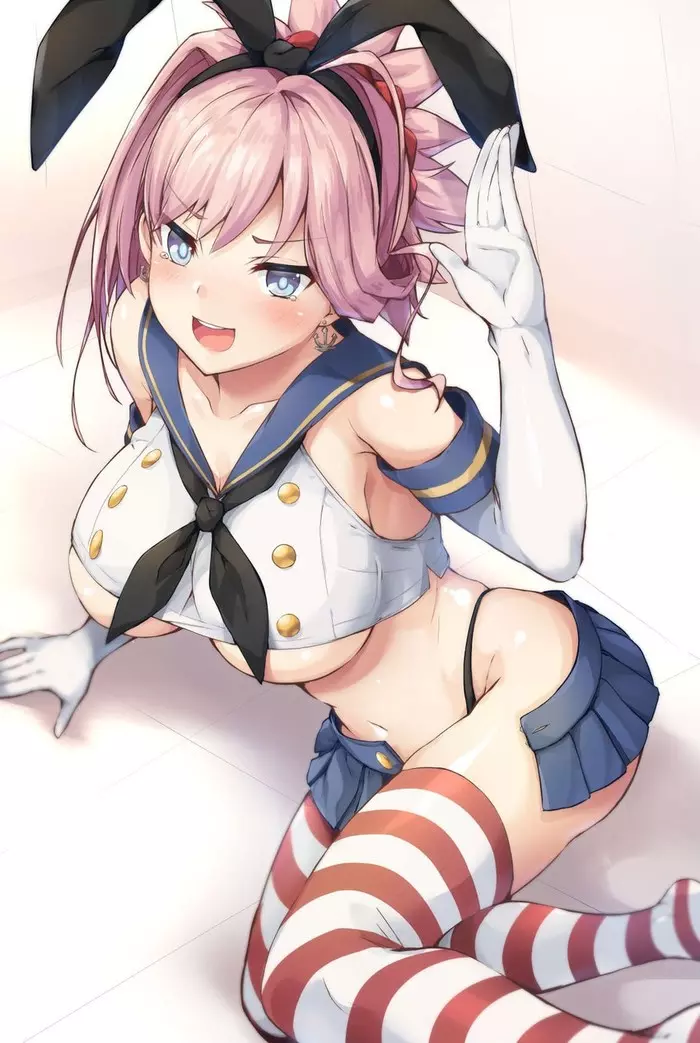 Anime Art - NSFW, Аниме, Anime Art, Fate Grand Order, Kantai Collection, Crossover, Miyamoto musashi, Shimakaze, Кроссовер