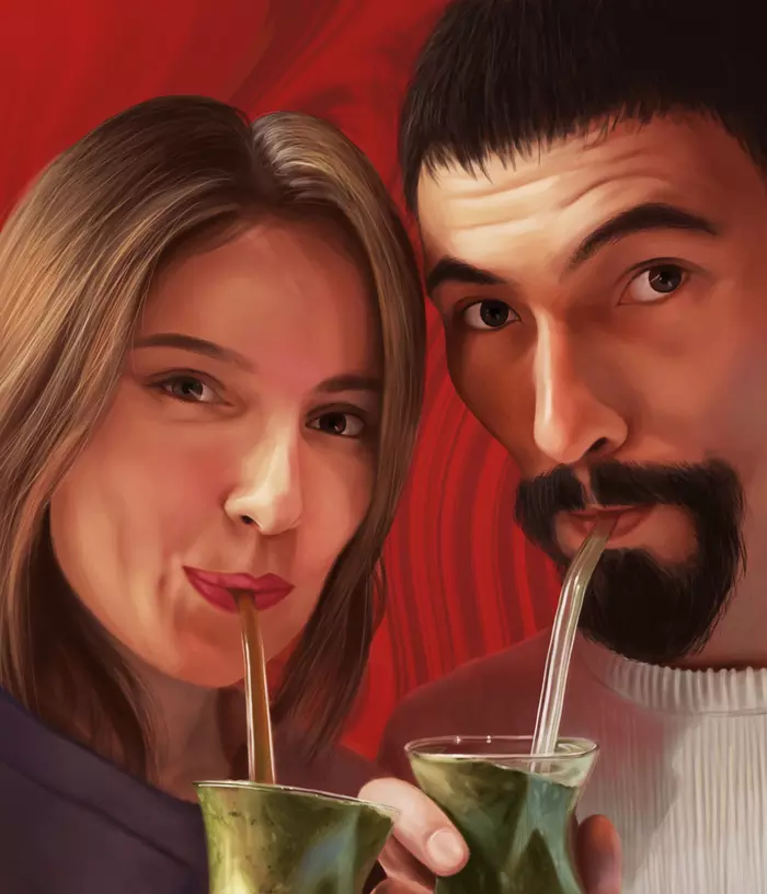 Portrait of mate lovers - My, Digital drawing, Art, Creation, Portrait, Mate, Beverages, Drawing, Pair