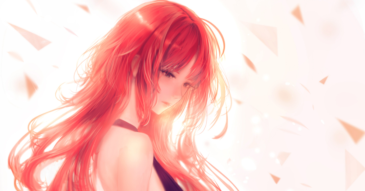 Anime girl with red hair and red eyes