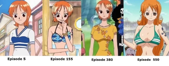 Рост на лицо - One Piece, Грудь, Аниме, Nami