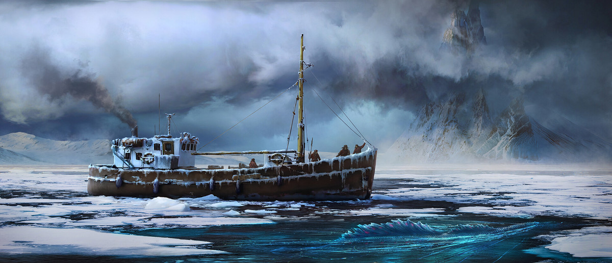 Пароходы кричат. Баркас ледокол. Ледокол в Баренцевом море. Парусный корабль во льдах.