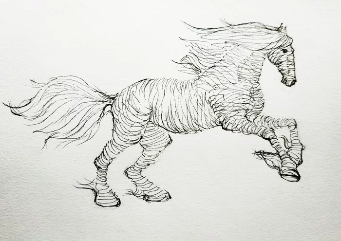 Inktober. Wild. - My, Horses, Mustang, Animalistics, Animals, Inktober