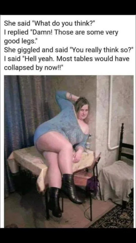What legs... - Humor, Bbw, Legs, Picture with text, Translation, Fullness