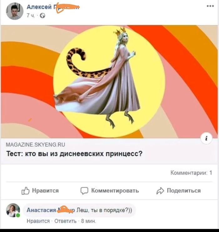 When you want to be a princess, but you're just Lyosha - Facebook, Comments, Social networks, Irony, Screenshot