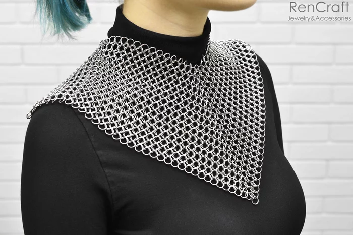Mail collar - My, Needlework without process, Chain weaving, Handmade, Chainmaille, Longpost, Chain mail jewelry, Necklace