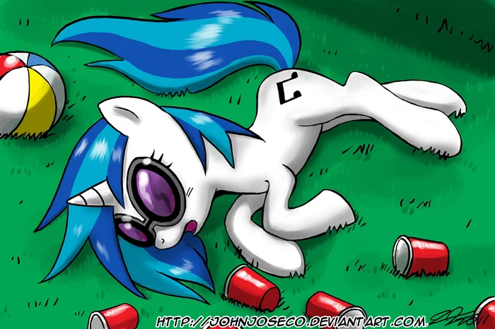 The party horse has been partying - My little pony, Vinyl scratch, John joseco, Art