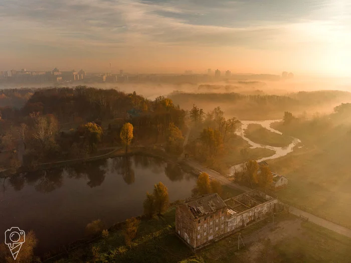 Minsk Loshitsky Park at dawn. - My, Minsk, dawn, Loshitsky Park, Autumn, Dji