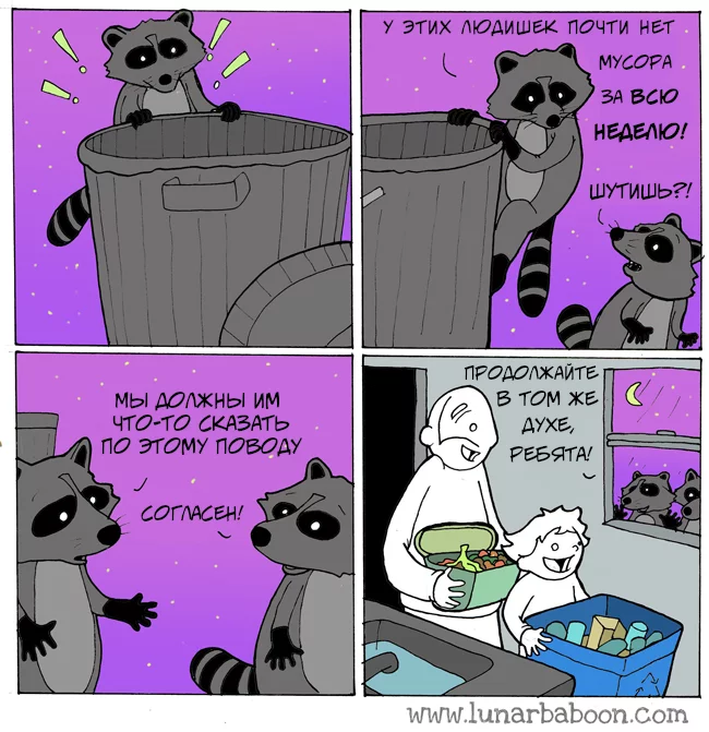 Raccoons - Comics, Lunarbaboon, Raccoon, Garbage, Ecology
