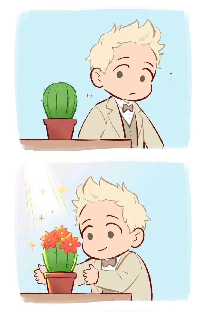 Aziraphale's Pampering - Comics, Translation, Translated by myself, Good signs, Longpost