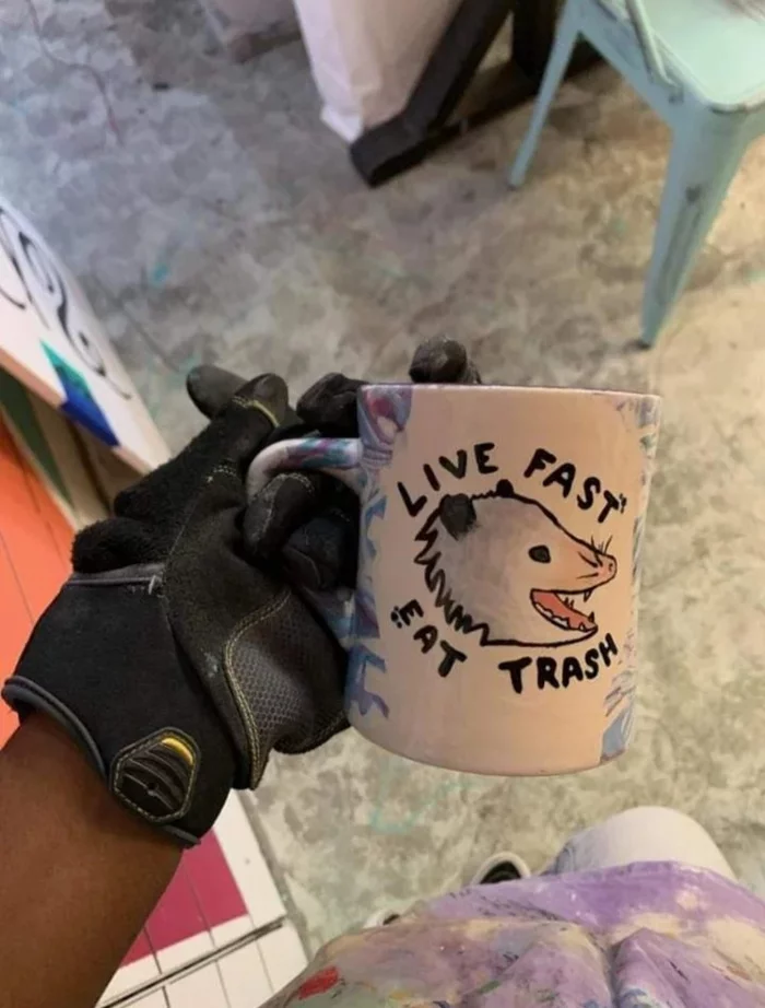 Live fast - eat trash - Opossum, Garbage, A cup, Humor, Truth
