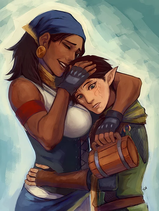 Isabela and Merrill - Dragon age 2, Isabel, Merrill, Drawing