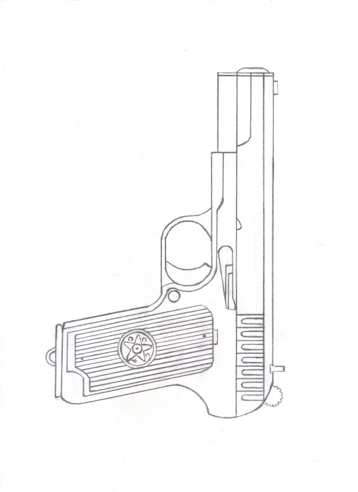 Эскиз пистолета из дерева для выпиливания