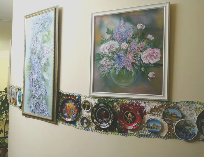 Mom's unstoppable creativity - My, Creation, Painting, Mum, Souvenirs, Flowers, Landing, Longpost