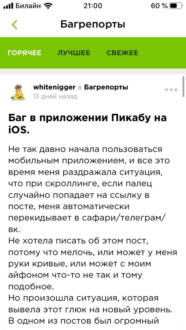 Багрепорт мобильного приложения iOS - Моё, Пикабу, iOS, Приложение, Видео, Длиннопост