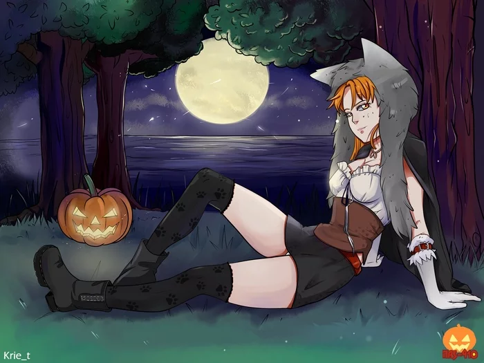 It's just that a lonely wolf can't love everyone... - NSFW, Endless Summer (visual novel), Camp owlet, Art, All Saints' Day, Alisa Dvachevskaya