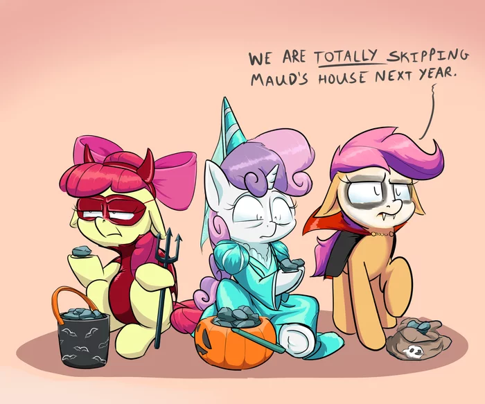 Something went wrong. - My little pony, PonyArt, Cutie mark crusaders, Rocket-Lawnchair, Halloween