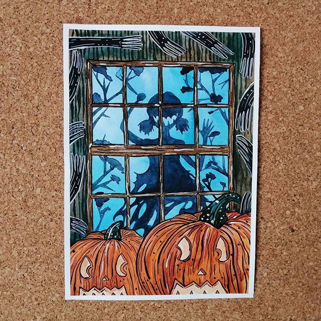 Sweet or nasty? A little Halloween from me. - My, Halloween, Watercolor, Painting, Learning to draw, Pumpkin, Creation, Art, Illustrations, Longpost