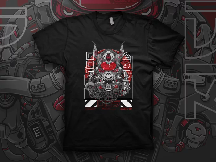 New CyberPunk Samurai print from sketch to proof print - My, T-shirt printing, Samurai, Cyberpunk, Print, Seal, Vector graphics, GIF, Longpost