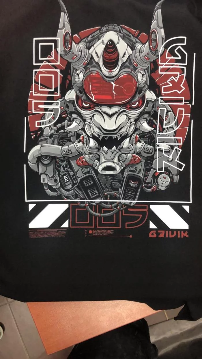 New CyberPunk Samurai print from sketch to proof print - My, T-shirt printing, Samurai, Cyberpunk, Print, Seal, Vector graphics, GIF, Longpost