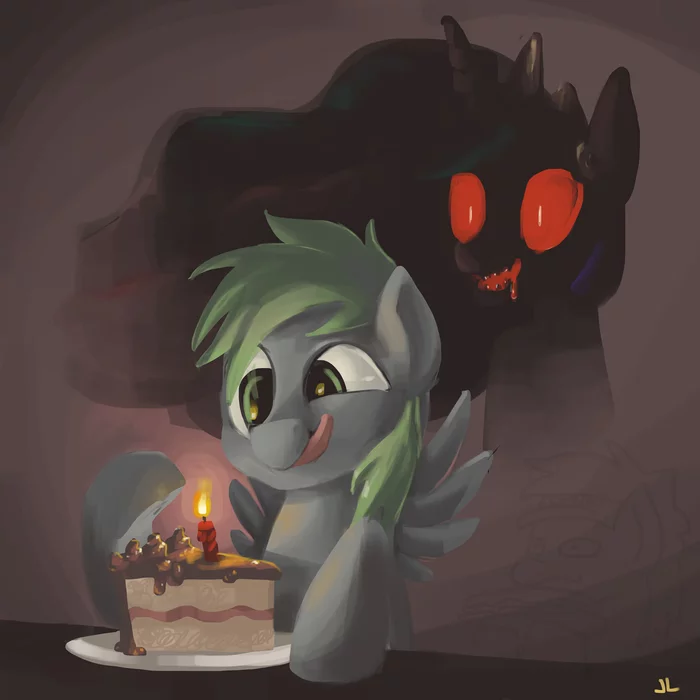 Be Careful Where You Eat Your Cake - My Little Pony, Derpy Hooves, Princess Celestia, Торт, Docwario