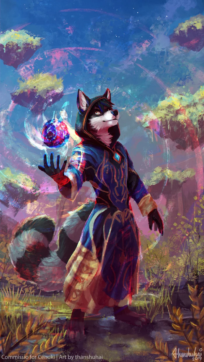 Dealioso - Furry, Furry art, Furry Hybrid, Furry raccoon, Furry dog, The Dragon, Magician, Thanshuhai, Longpost