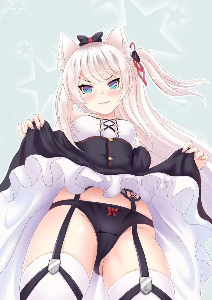 Hammann - NSFW, Azur lane, Hammann, Pantsu, Stockings, Housemaid, Animal ears, Anime art, Anime