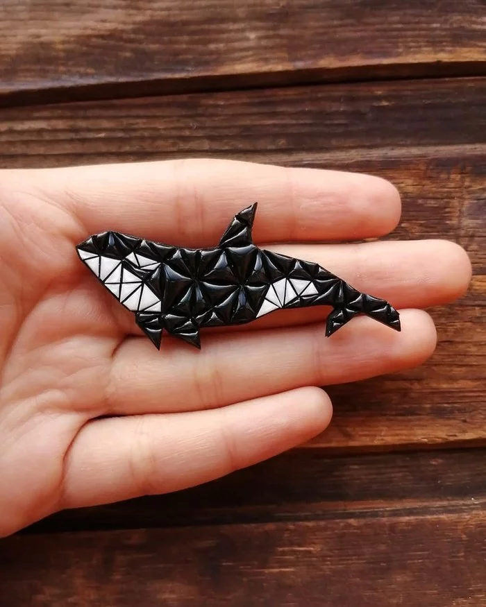 killer whale - My, Killer whale, Needlework without process, Polymer clay, Whale, Longpost