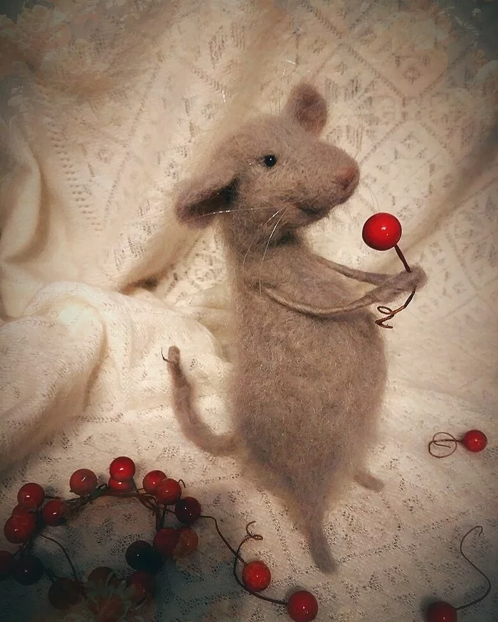 Mouse Paphnutius - My, Needlework without process, Author's toy, Felt, Dry felting, Mouse, Longpost