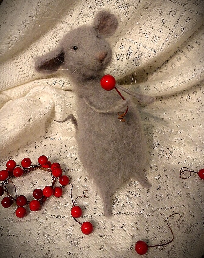 Mouse Paphnutius - My, Needlework without process, Author's toy, Felt, Dry felting, Mouse, Longpost