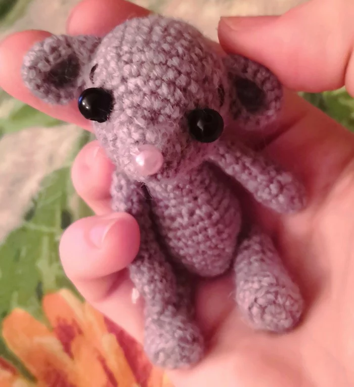 Little mouse - My, Mouse, Crochet, Knitting, New Year, Amigurumi, baby, Longpost, Needlework without process