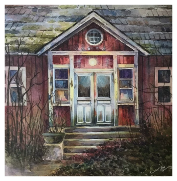 Abandoned house (watercolor) - My, Creation, Drawing, Watercolor, Abandoned, Okta23