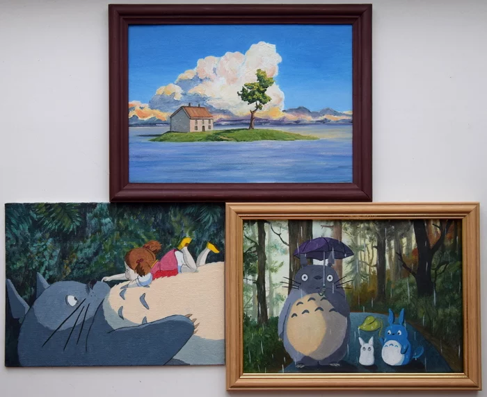 Paintings based on the anime by Hayao Miyazaki - My, Oil painting, Painting, Totoro, Hayao Miyazaki, Spirited Away, Longpost