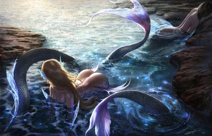 Mermaids - NSFW, Art, Drawing, Mermaid, Wang Chen
