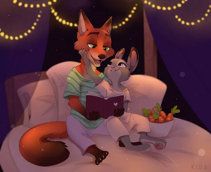 Спокойный вечер - Арт, Зверополис, Ник и джуди, Nick Wilde, Judy Hopps