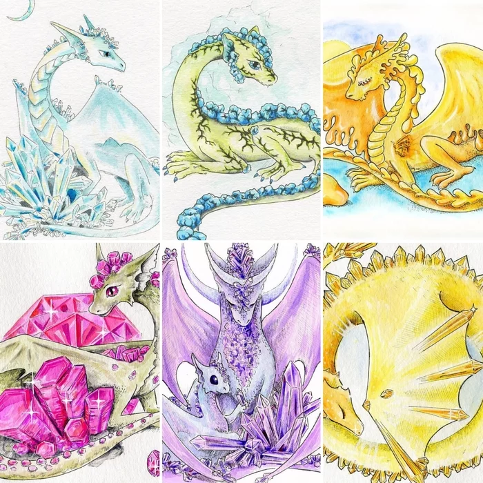 Calendar with dragon jewels :) - My, The Dragon, Watercolor, Watercolor markers, Longpost, Jewelry