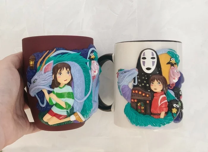 Spirited Away (cups) - My, Handmade, Needlework without process, With your own hands, Hayao Miyazaki, Spirited Away, Longpost