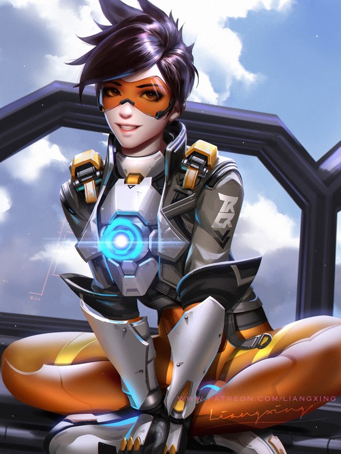 Overwatch Art Overwatch, Tracer,  , Blizzard, Liang Xing, 