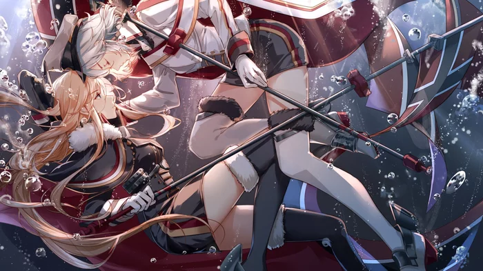 Tirpitz & Bismark - Art, Anime art, Azur lane, Tirpitz, Bismarck, Bismarck