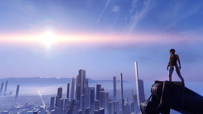 Mirror's Edge Catalyst. Скриншот города Зеркал вместе с Фейт на кране. - Моё, Mirrors Edge Catalyst, Небоскреб, Футажи