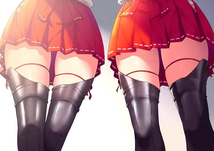 Crane Sisters - Kantai collection, Zuikaku, Shoukaku, Anime, Anime art, , Stockings, Hips