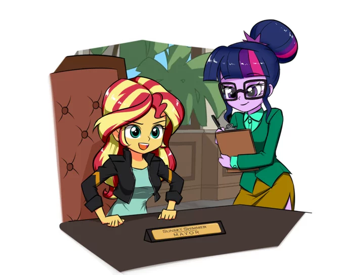 She be mayor - My little pony, Equestria girls, Sunset shimmer, Twilight sparkle, Twilite-Sparkleplz