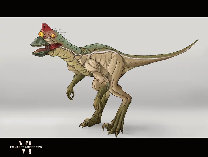 Three-eyed dinosaur :3 - My, Digital drawing, Smirnov School, Conceptartistrpg, Concept Art, Dinosaurs