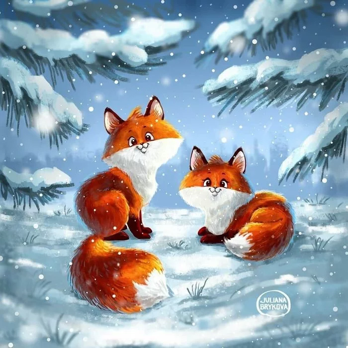 The winter is coming. - Art, Animals, Drawing, Winter, Snow, Heat, Milota, Longpost