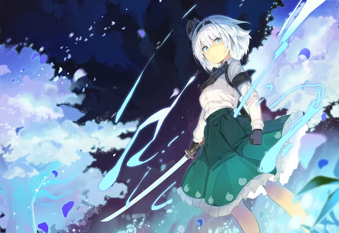 Konpaku Youmu - Touhou, Konpaku Youmu, Anime art, Anime, Not anime, Rin falcon