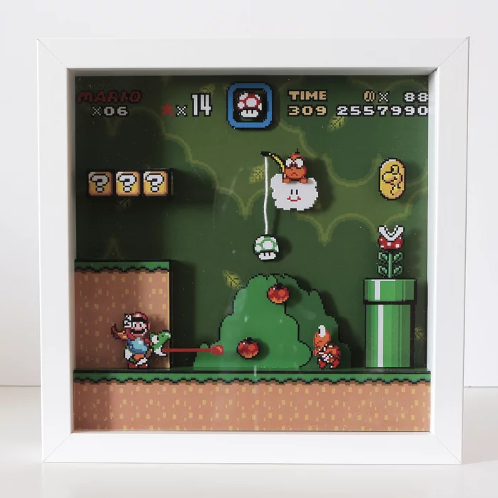 Diorama based on the game Super Mario World - My, Diorama, Games, Old school, Mario, Nostalgia, With your own hands, Longpost